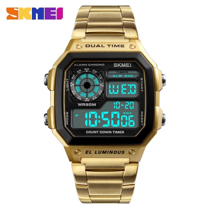 SKMEI 1335 Business Men Watches Waterproof Sport Watch Stainless Steel Digital Wristwatches Clock Relogio Masculino Erkek Kol Saati - Image 3