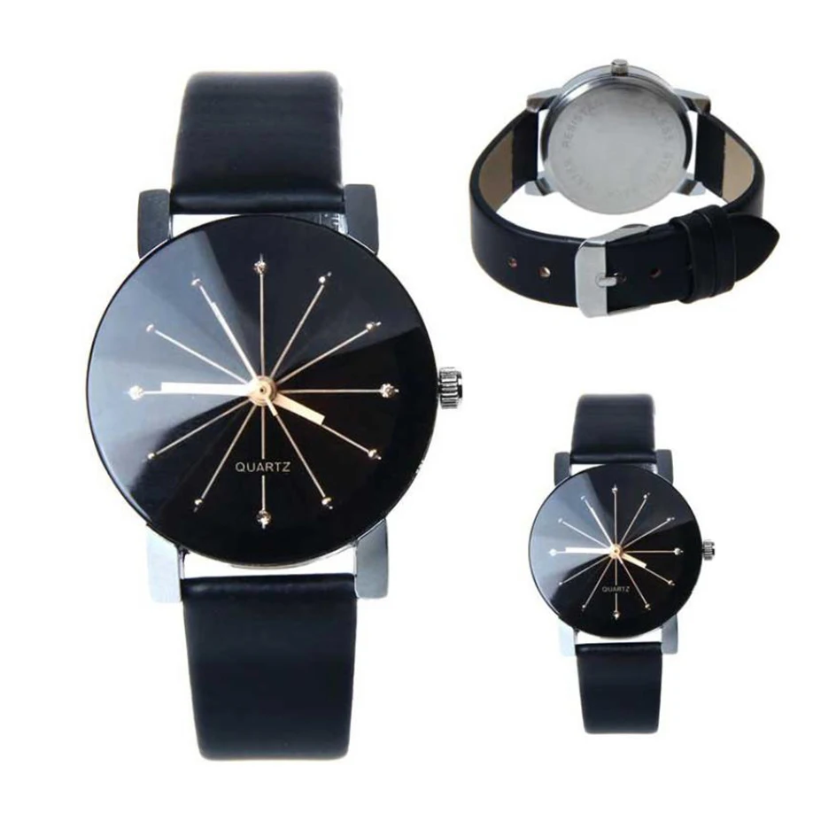 Watches Women Men Lovers Watch Leather Quartz Wristwatch Female Male Clocks Relogio Feminino - Image 2